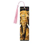 Marque-page abstrait en bois en forme d'éléphant pour les amateurs de livres, marque-pages en bois à suspendre avec pompons colorés en bois, étiquettes cadeaux inhabituelles pour hommes et femmes