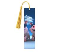 Marque-page amusant en bois avec pendentif en forme de cochon 3D unique fait à la main - Marque-page pour les amateurs de livres - Marqueurs de page - Ornement idéal pour un cadeau d'anniversaire