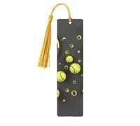 Marque-page amusant en bois avec raquettes de tennis et balles de tennis pour homme et femme - Marque-page personnalisé avec pendentif en forme de pompon pour les amateurs de livres, cadeau