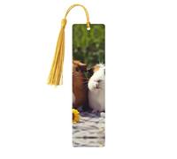 Marque-page amusant en bois pour homme et femme - Motif cochon d'Inde - Fait à la main - Pour les amateurs de livres, marque-pages de lecture, étiquettes en bois, ornements, cadeaux d'anniversaire