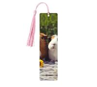 Marque-page amusant en bois pour homme et femme - Motif cochon d'Inde - Fait à la main - Pour les amateurs de livres, marque-pages de lecture, étiquettes en bois, ornements, cadeaux d'anniversaire