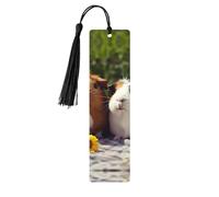 Marque-page amusant en bois pour homme et femme - Motif cochon d'Inde - Fait à la main - Pour les amateurs de livres, marque-pages de lecture, étiquettes en bois, ornements, cadeaux d'anniversaire