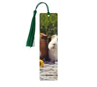 Marque-page amusant en bois pour homme et femme - Motif cochon d'Inde - Fait à la main - Pour les amateurs de livres, marque-pages de lecture, étiquettes en bois, ornements, cadeaux d'anniversaire