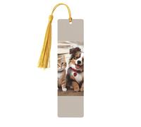 Marque-page amusant en bois pour les amateurs de livres, fait à la main avec pompons colorés, marqueurs de page imprimés double face, accessoires de livre artistique, cadeau pour homme et femme