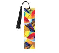 Marque-page aquarelle en forme de perroquet tropical en bois avec pompon pour femme et homme - Marque-page de lecture - Cadeau pour les amateurs de livres