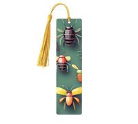 Marque-page Atlas d'insectes, marque-pages en bois pour les amateurs de livres, marque-page en bois fait à la main avec pompon, marqueurs de page de lecture, étiquettes cadeaux en bois pour