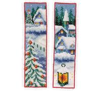 Marque-page au point de croix Vervaco "Villages d'hiver" Lot de 3, 6x20cm