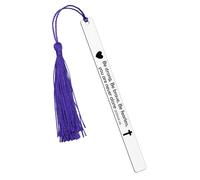 Marque-page avec inscription inspirante avec pompon - Marque-page de la Bible chrétienne - Cadeau pour femme, homme, amis, enseignants, collègues, amateurs de livres, religieux en métal gravé