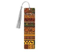 Marque-page avec motifs nationaux africains avec pompons, marque-page en bois pour femmes et hommes, marque de livre fait à la main pour les amateurs de livres, marqueurs de page de lecture