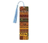 Marque-page avec motifs nationaux africains avec pompons, marque-page en bois pour femmes et hommes, marque de livre fait à la main pour les amateurs de livres, marqueurs de page de lecture