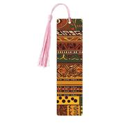 Marque-page avec motifs nationaux africains avec pompons, marque-page en bois pour femmes et hommes, marque de livre fait à la main pour les amateurs de livres, marqueurs de page de lecture
