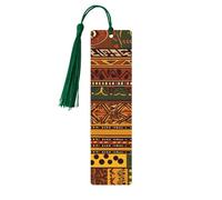 Marque-page avec motifs nationaux africains avec pompons, marque-page en bois pour femmes et hommes, marque de livre fait à la main pour les amateurs de livres, marqueurs de page de lecture