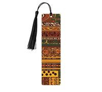Marque-page avec motifs nationaux africains avec pompons, marque-page en bois pour femmes et hommes, marque de livre fait à la main pour les amateurs de livres, marqueurs de page de lecture