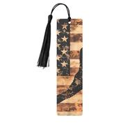 Marque-page camouflage drapeau américain en bois avec pompon pour femme et homme - Marque-page de lecture - Cadeau pour les amateurs de livres