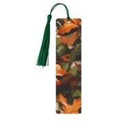 Marque-page camouflage en bois avec pompon pour homme et femme - Marque-page de lecture - Cadeau pour les amateurs de livres