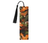 Marque-page camouflage en bois avec pompon pour homme et femme - Marque-page de lecture - Cadeau pour les amateurs de livres