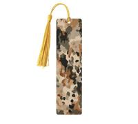 Marque-page camouflage marron et léopard, marque-pages en bois pour les amateurs de livres, marque-page en bois fait à la main avec pompon, marque-page de lecture, étiquettes cadeaux en bois pour