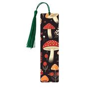 Marque-page champignons feuilles d'automne en bois avec pompon pour homme et femme - Marque-page de lecture - Cadeau pour les amateurs de livres