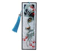 Marque Page Chat Animal Mignon Diamond Painting Forme Spéciale Peinture Diamant 5d Complet Marque Pages Cuir avec Glands Broderie Diamant pour Adultes Débutants Bricolage