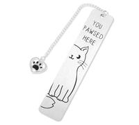 Marque-Page Chat, Cadeaux de Chat Mignon Marque-Pages en Métal Amusants de Chat pour Femmes Qui Lisent You Pawsed Here Cadeau pour Amoureux des Chats pour Femmes Hommes Qui Aiment les Livres