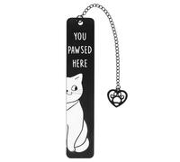 Marque-Page Chat Mignon, Cadeau Amoureux des Chats pour la Lecture Alliage de Zinc Marque-Pages Chat pour Femmes Marque-Page Chat Drôle avec Pendentif en Forme de Patte de Chat (Noir)