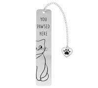 Marque-Page Chat Mignon, Cadeau Amoureux des Chats pour la Lecture Alliage de Zinc Marque-Pages Chat pour Femmes Marque-Page Chat Drôle avec Pendentif en Forme de Patte de Chat (Argent)
