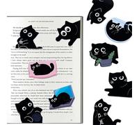 Marque-page Chats Mignons Noirs,Gloryit Lot de 10 Marque-pages Magnétiques en Forme de Chat Mignon,Lot de Marque-pages Magnétiques avec Chat,Cadeaux pour les Amoureux des Chats, les Enfants.