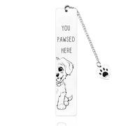 Marque-page chien - Marque-page pour femme, cadeau pour les amateurs de livres, cadeaux pour les amateurs de chiens, cadeau pour femme, marque-page « You Paw Here » avec pendentif en forme de patte de