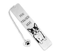 Marque Page Chien pour Femme, Mignons Marque-Page Drôle en Métal pour Chien Marque-Page You Pawsed Here Cadeau pour Amoureux des Chiens pour Hommes Femmes Livresques (Bouledogue Français)