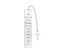 Marque-page chrétien avec verset biblique et pendentif en forme de croix - Cadeau inspirant dans une boîte élégante pour communion, confirmation ou curé - Cadeau motivant pour femmes et hommes