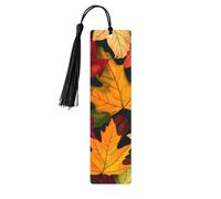 Marque-page coloré d'automne en bois avec pampille pour homme et femme - Marque-page de lecture - Cadeau pour les amateurs de livres