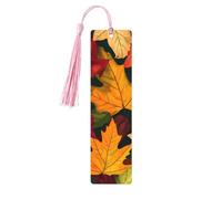 Marque-page coloré d'automne en bois avec pampille pour homme et femme - Marque-page de lecture - Cadeau pour les amateurs de livres