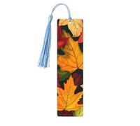 Marque-page coloré d'automne en bois avec pampille pour homme et femme - Marque-page de lecture - Cadeau pour les amateurs de livres