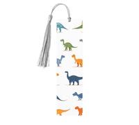 Marque-page coloré dinosaure en bois avec pompon pour homme et femme - Marque-page de lecture - Cadeau pour les amateurs de livres