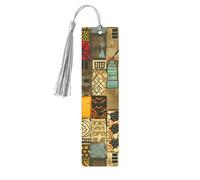 Marque-page coloré en bois ethnique égyptien avec pompon pour femme et homme - Marque-page de lecture - Cadeau pour les amateurs de livres