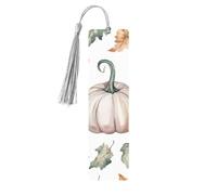 Marque-page coloré en forme de citrouille d'automne en bois avec pompon pour homme et femme - Marque-page de lecture - Cadeau pour les amateurs de livres