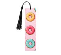 Marque-page coloré en forme de donuts en bois avec pompon pour femme et homme, marque-page de lecture, cadeaux pour les amateurs de livres