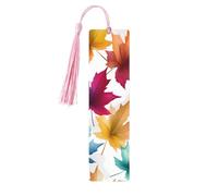 Marque-page coloré en forme de feuille d'érable d'automne avec pompon pour femme et homme - Marque-page de lecture - Cadeau pour les amateurs de livres