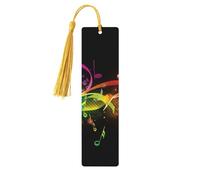 Marque-page coloré en forme de notes de musique en bois pour les amateurs de livres, marque de livre en bois fait à la main avec pompon, marqueurs de page de lecture, étiquettes cadeaux en bois pour