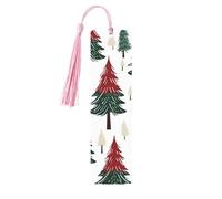 Marque-page coloré en forme de sapin de Noël en bois avec pompon pour femme et homme, marque-page de lecture, cadeaux pour les amateurs de livres
