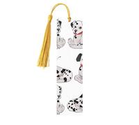 Marque-page dalmatien mignon en bois pour les amateurs de livres, marque-page en bois fait à la main avec pompon, marque-page de lecture, étiquettes cadeaux en bois pour décorations artisanales