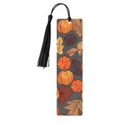Marque-page d'automne en bois pour homme et femme - Fait à la main pour les amateurs de livres - Étiquettes en bois - Marqueurs de page de lecture - Ornements rectangulaires avec pompons