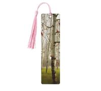 Marque-page d'automne en forme de bouleau avec pompons, marque-page en bois pour homme et femme, fait à la main pour les amateurs de livres, marqueurs de page de lecture, étiquettes en bois, ornements
