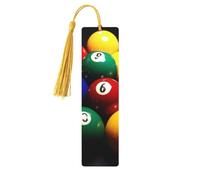 Marque-page de billard coloré en bois pour les amateurs de livres - Marque-page en bois fait à la main avec pompon - Marqueurs de page de lecture - Étiquettes cadeaux en bois pour décorations