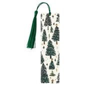 Marque-page de Noël étoilé en bois avec pompon pour femme et homme - Marque-page de lecture - Cadeau pour les amateurs de livres