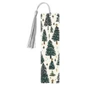 Marque-page de Noël étoilé en bois avec pompon pour femme et homme - Marque-page de lecture - Cadeau pour les amateurs de livres