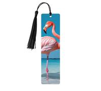 Marque-page décoratif en forme de flamant rose dans l'eau, marque-page en bois avec pompon, pour les amoureux des livres, marque-pages, cadeaux de lecture pour femmes et hommes, marque-page en bois