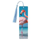 Marque-page décoratif en forme de flamant rose dans l'eau, marque-page en bois avec pompon, pour les amoureux des livres, marque-pages, cadeaux de lecture pour femmes et hommes, marque-page en bois