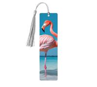 Marque-page décoratif en forme de flamant rose dans l'eau, marque-page en bois avec pompon, pour les amoureux des livres, marque-pages, cadeaux de lecture pour femmes et hommes, marque-page en bois