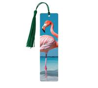 Marque-page décoratif en forme de flamant rose dans l'eau, marque-page en bois avec pompon, pour les amoureux des livres, marque-pages, cadeaux de lecture pour femmes et hommes, marque-page en bois